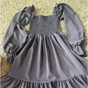 purple flowy dress